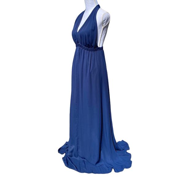 Show Me Your Mumu Luna Halter Dress Maxi Rich Navy Crisp Women's Size Small - Picture 4 of 12